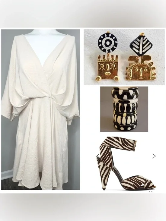 Fashion Nova Cream Mini Dress with criss cross open back - 1X - Picture 3 of 7